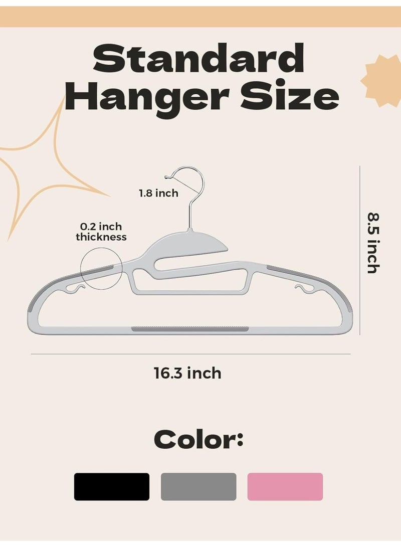 كيتشينو شماعات بلاستيكية ، 30 قطعة، رفيعة وموفرة للمساحة، شماعات ملابس غير قابلة للانزلاق مع وسادات مطاطية، شماعات معطف متينة للخزانة، شماعات على شكل حرف S للقمصان والبدلات والسراويل والتنورة - Image 2